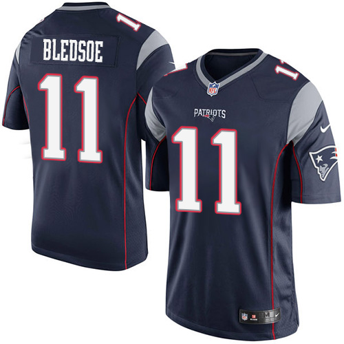 Men's Limited Drew Bledsoe Nike Jersey Navy Blue Home - #11 NFL New England Patriots